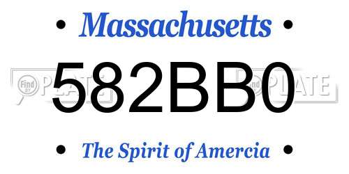 582BB0 Massachusetts License Plate