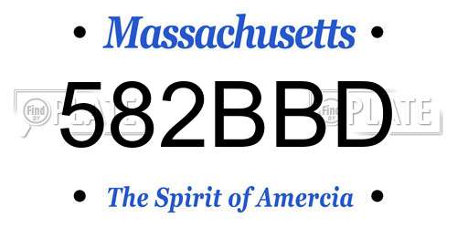 582BBD Massachusetts License Plate