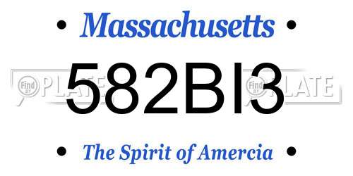 582BI3 Massachusetts License Plate