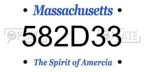 582D33 Massachusetts License Plate