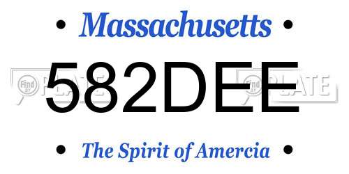 582DEE Massachusetts License Plate