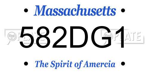 582DG1 Massachusetts License Plate