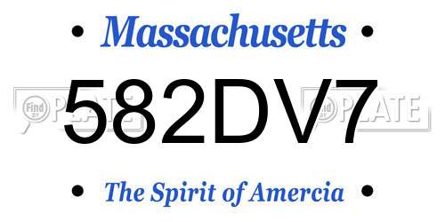 582DV7 Massachusetts License Plate