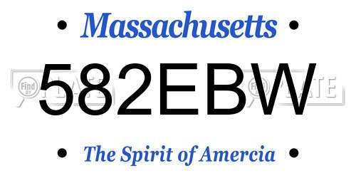 582EBW Massachusetts License Plate