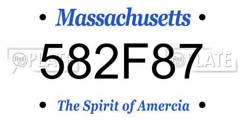 582F87 Massachusetts License Plate