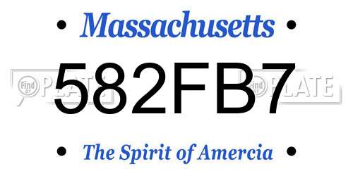 582FB7 Massachusetts License Plate