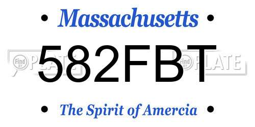 582FBT Massachusetts License Plate