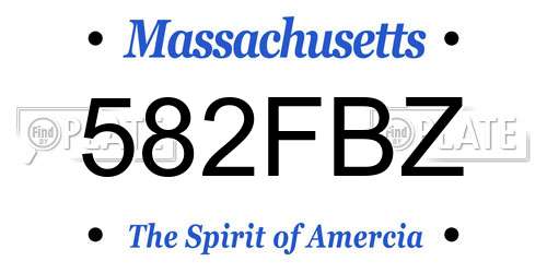 582FBZ Massachusetts License Plate
