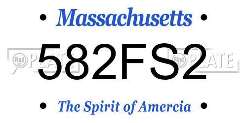 582FS2 Massachusetts License Plate