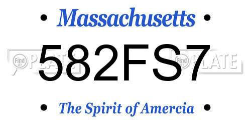 582FS7 Massachusetts License Plate