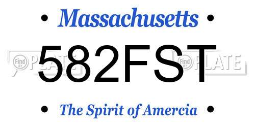 582FST Massachusetts License Plate