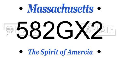 582GX2 Massachusetts License Plate