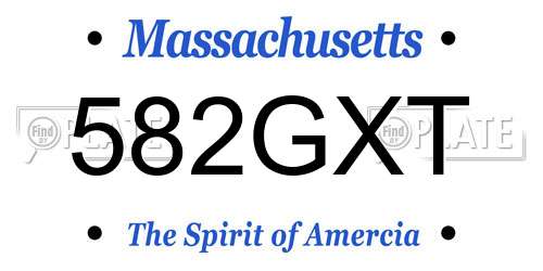 582GXT Massachusetts License Plate