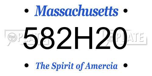 582H20 Massachusetts License Plate