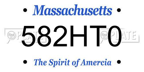 582HT0 Massachusetts License Plate