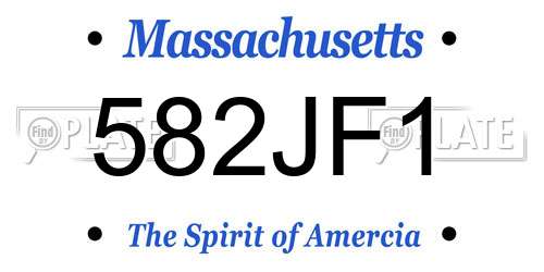 582JF1 Massachusetts License Plate