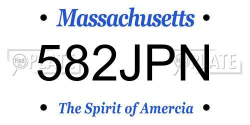 582JPN Massachusetts License Plate