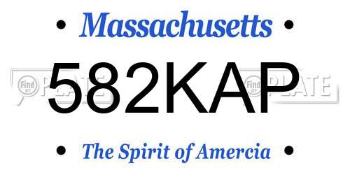 582KAP Massachusetts License Plate