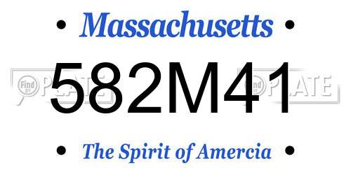 582M41 Massachusetts License Plate