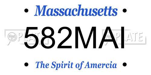 582MAI Massachusetts License Plate