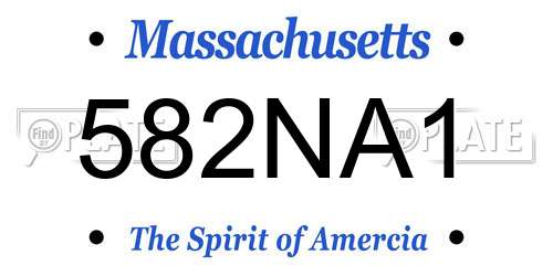582NA1 Massachusetts License Plate