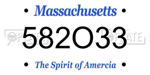 582O33 Massachusetts License Plate