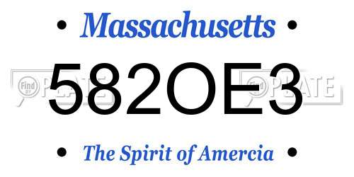 582OE3 Massachusetts License Plate