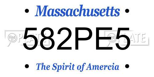 582PE5 Massachusetts License Plate