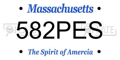 582PES Massachusetts License Plate