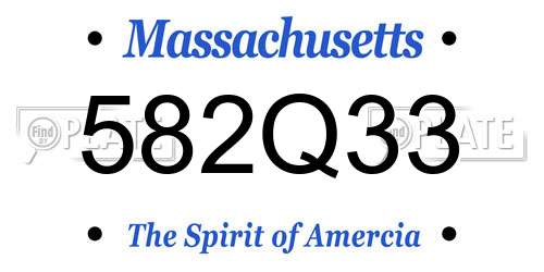 582Q33 Massachusetts License Plate