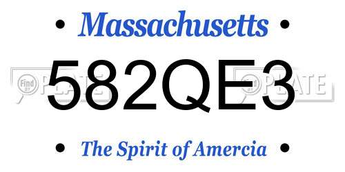 582QE3 Massachusetts License Plate