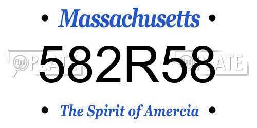 582R58 Massachusetts License Plate