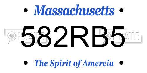 582RB5 Massachusetts License Plate