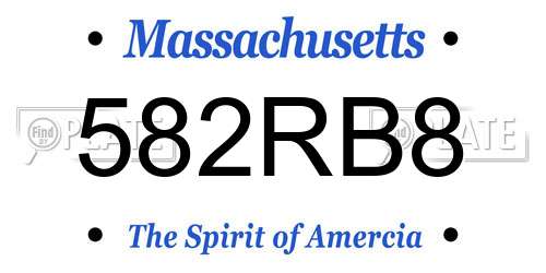 582RB8 Massachusetts License Plate