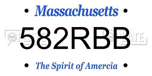 582RBB Massachusetts License Plate
