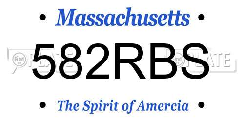 582RBS Massachusetts License Plate