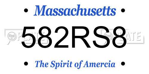 582RS8 Massachusetts License Plate