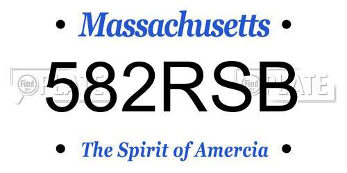 582RSB Massachusetts License Plate