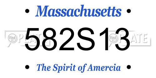 582S13 Massachusetts License Plate