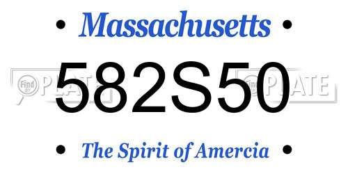 582S50 Massachusetts License Plate