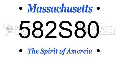 582S80 Massachusetts License Plate