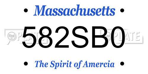 582SB0 Massachusetts License Plate