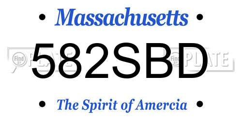 582SBD Massachusetts License Plate