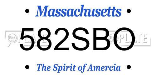 582SBO Massachusetts License Plate