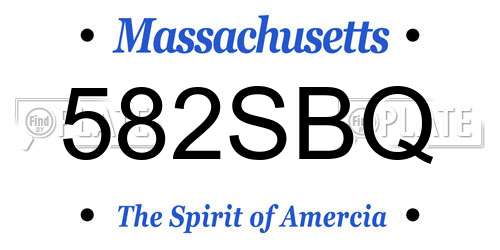 582SBQ Massachusetts License Plate