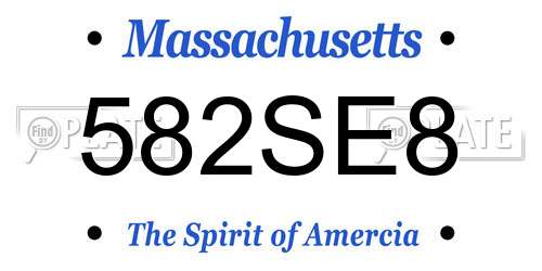 582SE8 Massachusetts License Plate