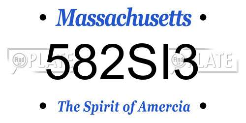 582SI3 Massachusetts License Plate