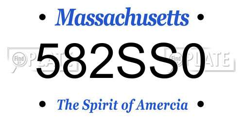 582SS0 Massachusetts License Plate