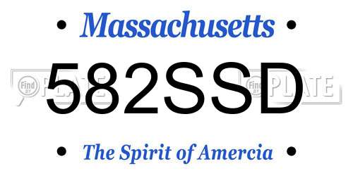 582SSD Massachusetts License Plate