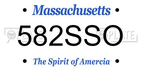 582SSO Massachusetts License Plate